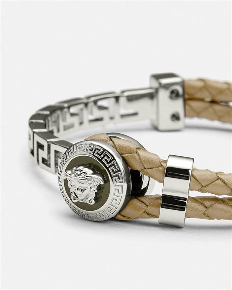 versace leather bracelet mens|versace greca braided bracelet.